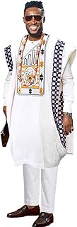 Kids African Clothing Embroidery Dashiki Outfit 3 Pieces Agbada Robe for Boy