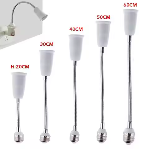 20CM 30CM 40CM 60CM Flexible E27 to E27 LED Bulb Desk Extension Lamp Holder Wall Base Holder Screw E