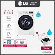 [Bulky] LG FV1409S3W 9KG Front Load Washing Machine AI Direct Drive + LG TV2425NTWW 2.5kg Top Load Mini Washer in Blue White + Free Delivery + Free Installation + Free Disposal