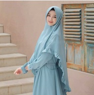 Y L7 Gamis Wanita Syari Terbaru Polos Elbina Set S-Xl Set Hijab Dress