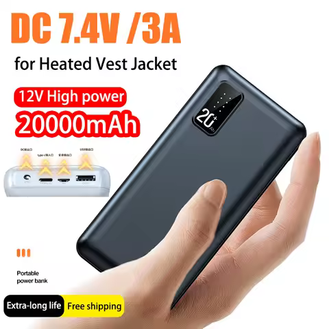 20000mAh Power Bank 7.4V DC Output Portable Charger External Battery Pack for Air Conditioning Suit 