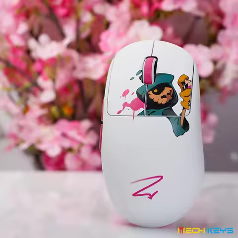 Zaopin X Nachocustomz Z2 4K Swappable Wireless Mouse Ergonomics Design Pink and White Theme Skull Av