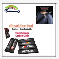 2pc Shoulder Pad safety Seat Belt cover Protector Comfort Carbon Black perodua proton mugen rallyart recaro trd sponge