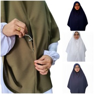 Tudung Labuh Muslimah Berdagu Awning Scuba Poket Zip Anti Kecurian Sarung Instant