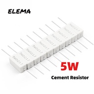 5W Cement Resistor 5% 0.1R-100R 0.22R 0.25R 0.5R 1R 2.2R 4.7R 5R 10R 15R 20R 22R 47R Ohm Ceramic Cem