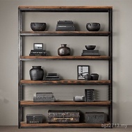 Iron Multi-Layer Wholesale Kitchen loft American Retro Art Simple Solid Wood Display Rack Shelf Book