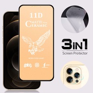 3-In-1 Soft Ceramic Matte Full Tempered Glass for IPhone 14 Pro Max 12 11 Pro X XR XS Max IPhone 8 7 6 6s Plus SE 2020 12 Mini Camera Lens Screen Protector Carbon Fiber Back Sticker Film