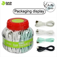 DAP D-J01L Lightening D-J01T Type-C Data Cable Dap Fast Charging 2.4A JAR CONTENTS 20 PCS