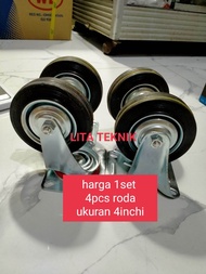 roda troly karet 4 inchi roda gerobak 1set 4pcs