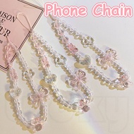Bear Butterfly Flower Beaded Phone Chain - Car Bag Key Hanging Ornament - Korean INS Style Crystal B