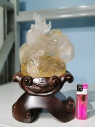 飛天 貔貅 皮休 黃膠花水晶擺設