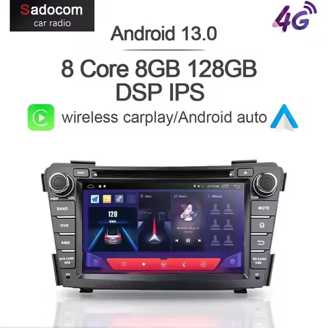 IPS DSP Android 12.0 128GB For Hyundai I40 2011-2013 2014 Octa Core 8GB RAM Car DVD Player GPS Navi