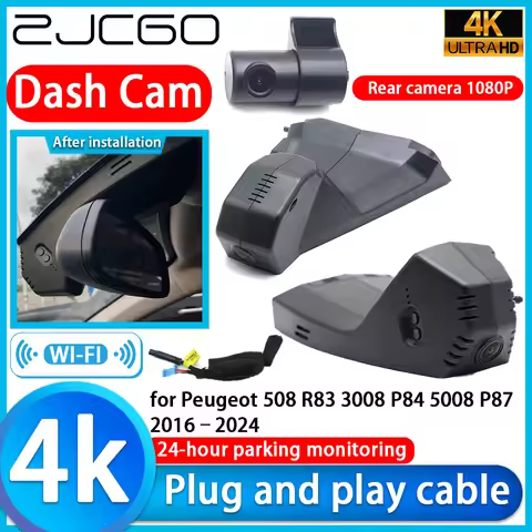 ZJCGO for Peugeot 508 R83 3008 P84 5008 P87 2016-2025 24h Video Recorder 4K 1080P UHD Plug and Play 