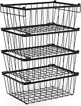 4 Pack Freezer Organizer Bins with Foldable Handle, Stackable Deep Freezer Organizer Baskets for 5 C