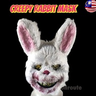 Creepy Furry Rabbit Mask. Halloween Scary Bunny Plush Mask
