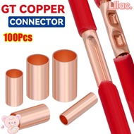 VIOLETLILAC 100Pcs GT Copper Terminal Connecting Tube, Cable Connector Kit Brass Wire Terminal Crimp