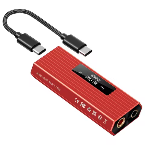 USB-C to AUX DAC Amp 3.5mm+4.4mm Hi-Res ES9028Q2M DSD256，For iPhone 15/16/17 Pro & Android