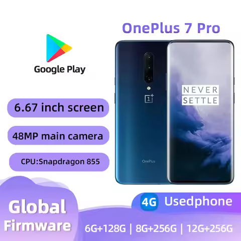 Oneplus 7 Pro 4G Mobile Phone 6.67" 8GB RAM 256GB Dual SIM Card Screen Original Android Used Phone