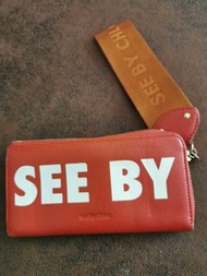 See by Chloe 橙紅長銀包