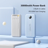 [SG Stock] PD120W Power Bank CCC 30000mAh Powerbank Fast Charging with Built In Cable Portable Charg