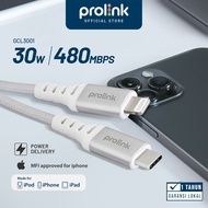 Prolink 30W 3A Lightning C94 PD Fast Charging Kabel Charger iPhone USB Type C to Lightning l Mfi Cer