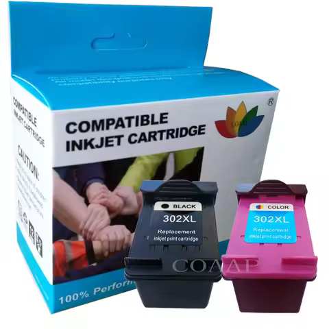2 Compatible hp 302 Refilled ink cartridge for OfficeJet 3830 3831 3832 3833 3834 3835 4650 4654 Set