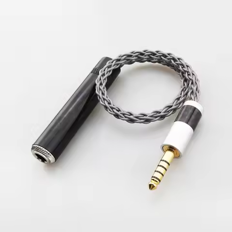 8 Core Silver Plated HIFI Audio Adapter Cable 3.5mm Stereo 4.4mm Male To 6.35mm Female Headphone Ada