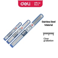 Deli Ruler E8462 Metal Stainless Steel Ruler Metric and Inch Graduation Silver Color School Office 2