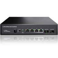 STEAMEMO 6-Port 2.5G Unmanaged Ethernet Switch, 4X 2.5G Base-T Ports, 2X 10G SFP, 60Gbps Switching C