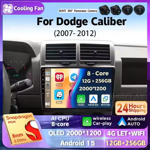 Android 15 For Dodge Caliber 2007 - 2012 2K QLED Android Car Radio Multimedia Video Player GPS AI Vo