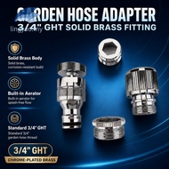 Brass Garden Hose Adapter - 3/4 Inch GHT Thread with Aerator for Faucet