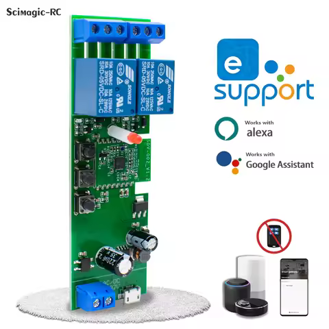 2CH WiFi Smart Switch Module 7-32V 85-250V 220V 12V 24V 10A Relay Work With EWelink APP Voice Contro