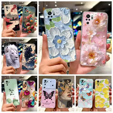 For Xiaomi Redmi Note 10 Case Note 10S Colorful Flowers Painted Cover Soft Slim Phone Case For Redmi