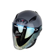 kyt galaxy flat r gorila grey glossy leopard | helm half face - visor gold m