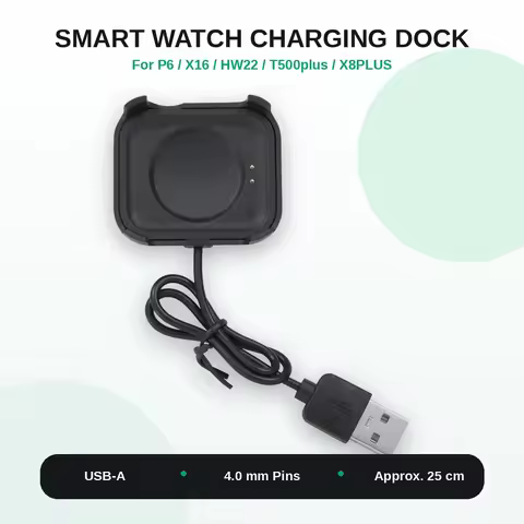 Smart Watch Charger Cable Charging Dock for P6 X16 HW22 T500 Plus X8 Plus Smartwatch Fitness Bracele