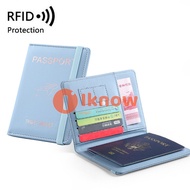 I know Passport Holder Cover Wallet Travel Essentials RFID Blocking Leather Card Case International