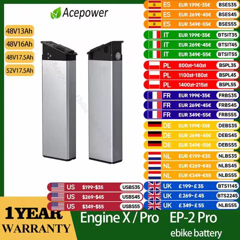 For Engwe EP-2 Pro Engine X Engine Pro Foldable E-bike Battery 48V 17.5Ah 16Ah 13Ah Replacement Batt