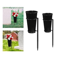 [tenlzsp0bc] Cemetery Vase Iron Memorial Flower Holder with Stake Stand for Artificial And Fresh Flo