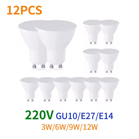 12PCS AC220V LED Bulb 3W 6W 9W 12W GU10 LED Spotlight Bulb 270 Degree Beam Angle For Home Office Dec