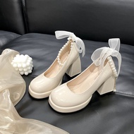 เรียบหรู รองเท้าแต่งงานเจ้าหญิงฝรั่งเศส สีขาว รองเท้าส้นสูง Chunky Platform กริชกันน้ํา ทันสมัย Flat