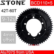 Stone 110bcd Round Chainring 4MM Offset Aero for Force Red Rival S350 S900 42t To 60t Road Bike for 