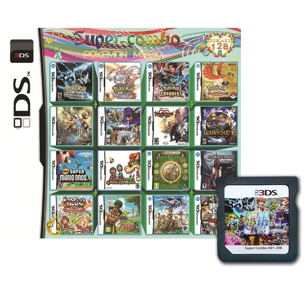 4300 ใน 1 การรวบรวมการ์ดเกม Pokemon DS NDS 3DS 3DS NDSL เกมการ์ดวิดีโอเกมเครื่องเล่นมือถือ (R4 การ์ด