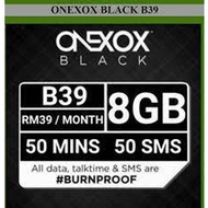 ONEXOX B39 8GB postpaid plan | 200 minutes Call | 50 SMS | 8GB后付配套 | 200分钟通话｜50SMS｜全部DATA可以 Hotspot 去电脑/share给其他XOX用户