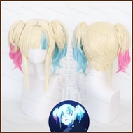 MG1 Suicide Squad Isekai Anime Harley Quinn Cosplay Wig Gold Hair Fluffy Hairpiece Heat Resistant Ha