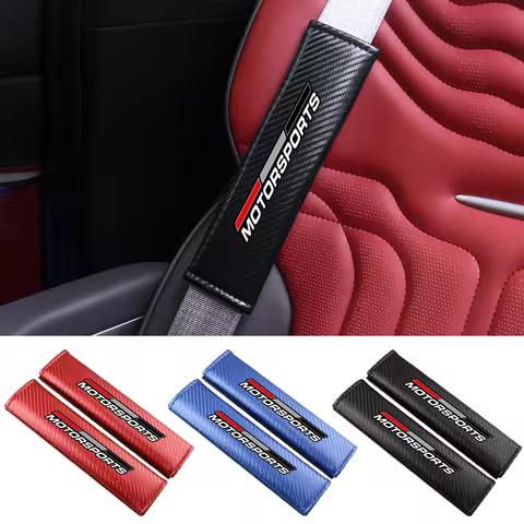 MOTORSPORTS Carbon Fiber Car Seat Belt Shoulder Cover Protect Safety Belt Pads For Audi RS Sline A3 