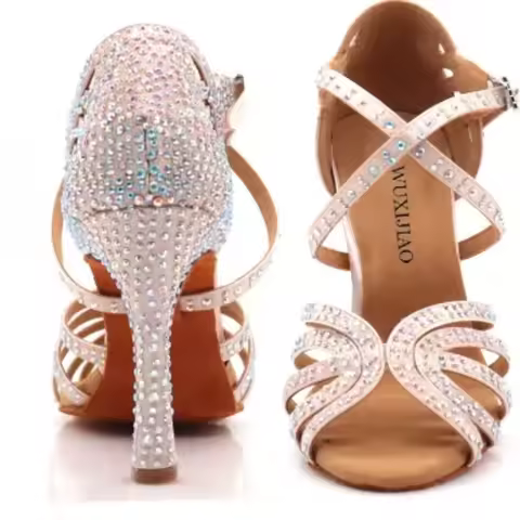 Women Tango Salsa Latin Dance Shoes Ballroom Dance Heels Soft Sole Women Sandals Ladies Wedding Shoe