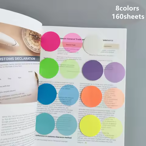 160 Sheets Set 8 Vibrant Colors Waterproof Transparent Sticky Notes Circular Notepads for Students O