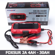 Sạc bình ắc quy Foxsur 12V 2A 4AH - 30AH FBC1202E tự ngắt khi đầy