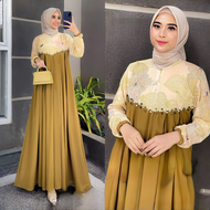 Gamis Wanita Terbaru 2024 Kifara Dress Bahan Crinkle Airflow Mix Ceruty Babydoll Dres Simple Elegan