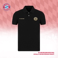 เสื้อโปโลแขนสั้นสีดำทอง Bayern Munich สำหรับผู้ชาย ผ้าฝ้ายผสมโพลีเอสเตอร์ ปกโปโล แขนสั้น ฤดูใบไม้ผลิ